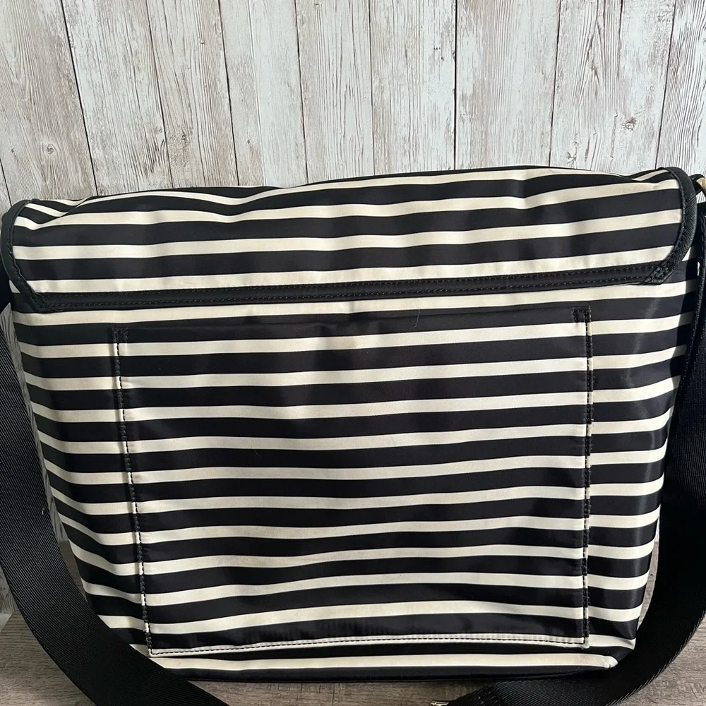 Kate Spade Black and White Striped Messenger Bag